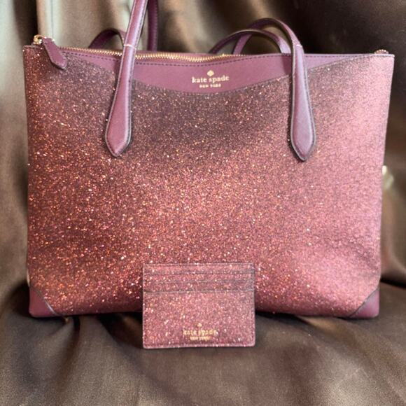 Kate Spade New York Handbags - Kate Spade New York purple glitter card holder and purse set